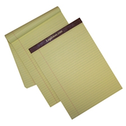 Left Ruled Canary Letter Size Legal Pads, Custom Header