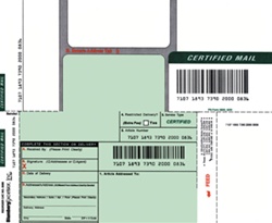 *Certified Mail Labels, with Barcode and Article Number