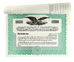 Blank Stock Corporation Certificate Book, Green Border