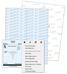 Quarter Perfed Security Paper, Invalid Rx Letter Size (125 sheets per package)