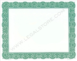 Goes® Blank Stock Certificates, Large Border, 10" x 8", Green, 500