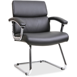 Lorell Sled Base Leather Guest Chair - Black