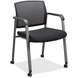 Lorell Mesh Back Guest Chairs with Casters - Black