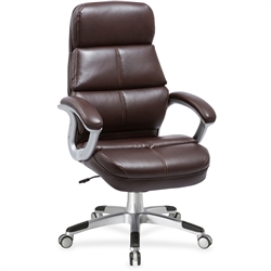Lorell Brown Bonded Leather High-back Chair
