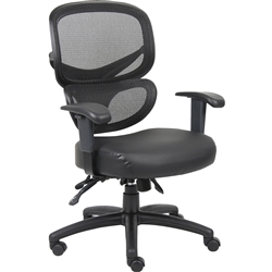 Lorell Mesh-Back Leather Executive Chair