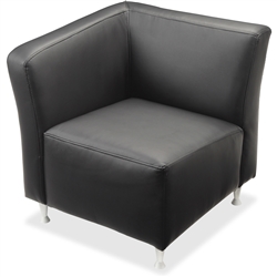 Lorell Fuze Modular Series Black Leather Guest Seating