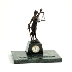 Legal Pen Holder with Clock on Marble